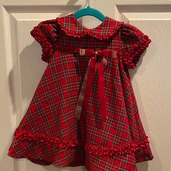 Rare Editions Red Plaid Dress with Satin Bow - Picture 1 of 6